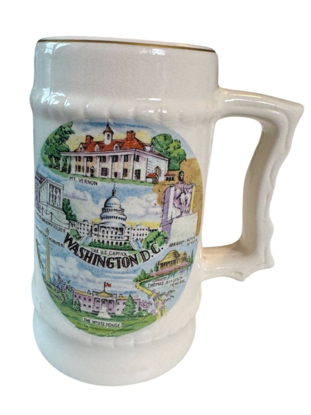 Vintage Washington DC Souvenir Beer Stein Mount Vernon Capitol White House